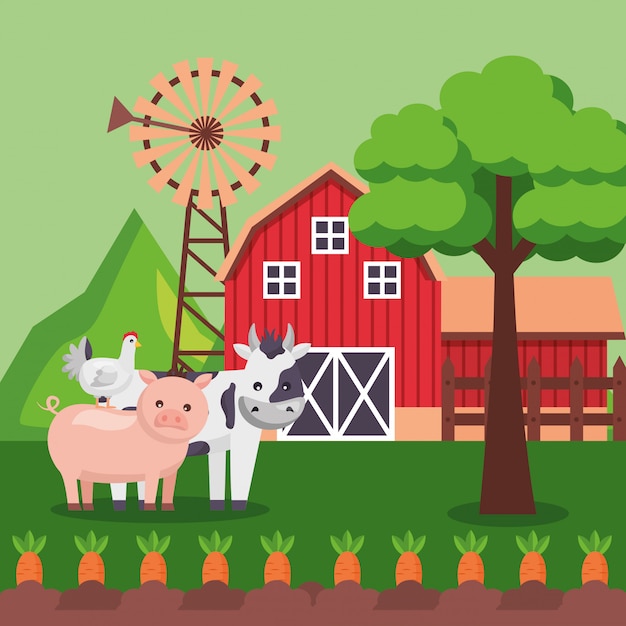 Free vector farm fresh cartoon