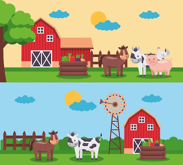 Free vector farm fresh cartoon