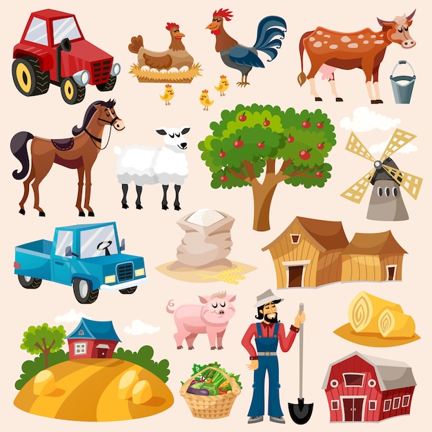 Free vector farm icon set