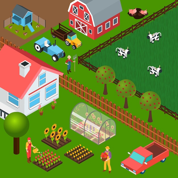 Free vector farm isometric illustration