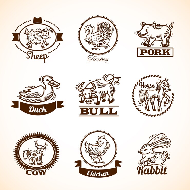 Free Vector farm labels set
