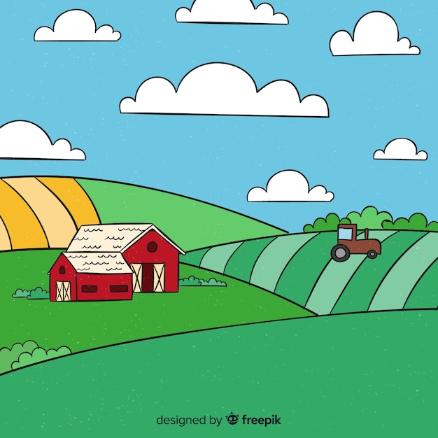 Free Vector Farm Landscape, Free Farm Landscape Clip Art