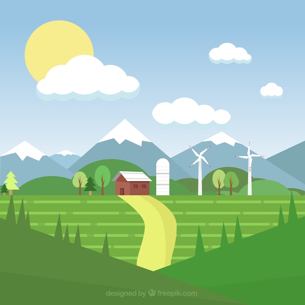 Free vector farm lanscape illustration