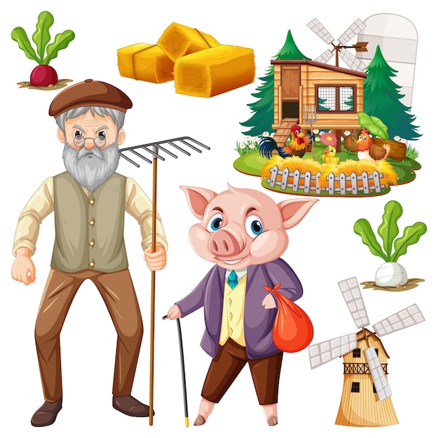 Free vector farm objects and elements vector set