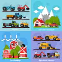 Free vector farm orthogonal flat card set