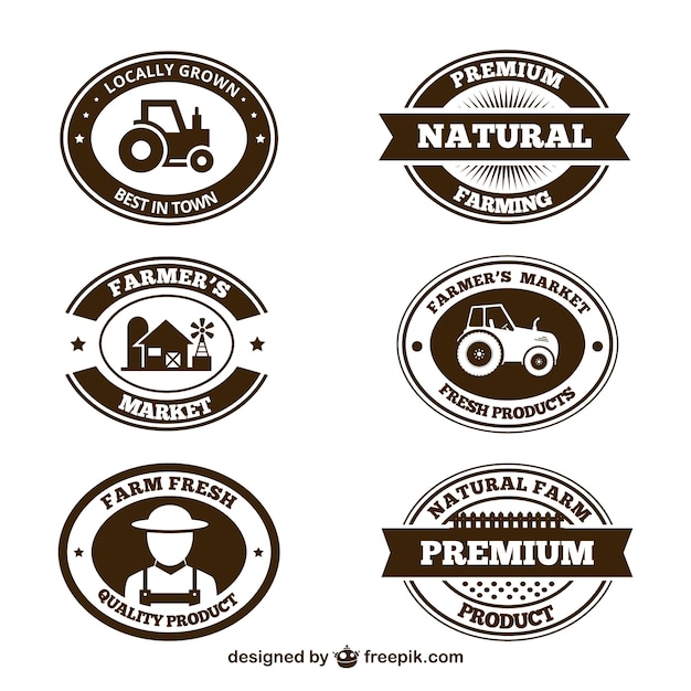 Vettore gratuito prodotti agricoli badge collezione