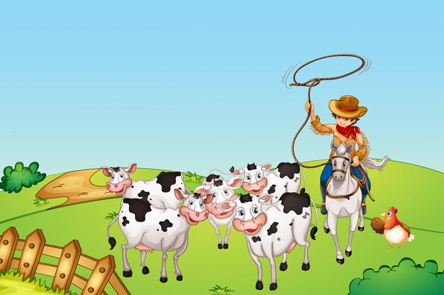 動物農場の漫画スタイルの農場のシーン