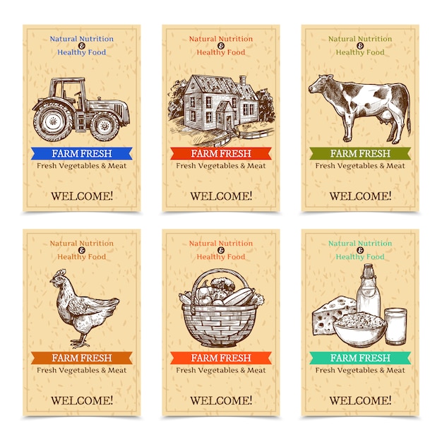 Free vector farm tags banners