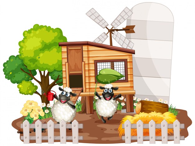 Farm theme background with farm animals