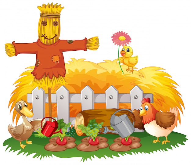Free Vector farm theme background with farm animals