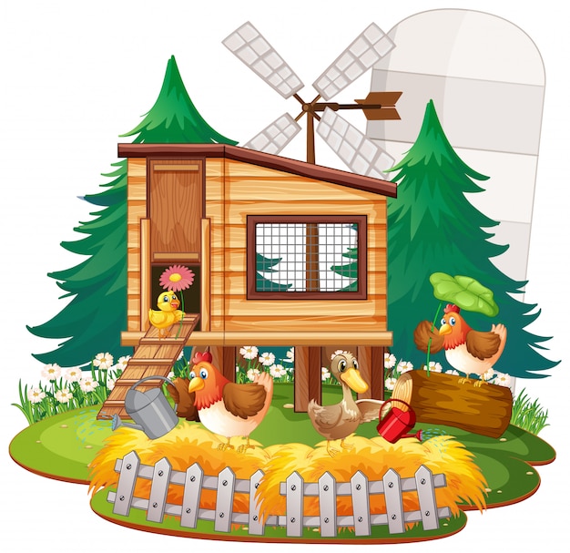 Бесплатное векторное изображение Ферма тема фон с сельскохозяйственными животными
