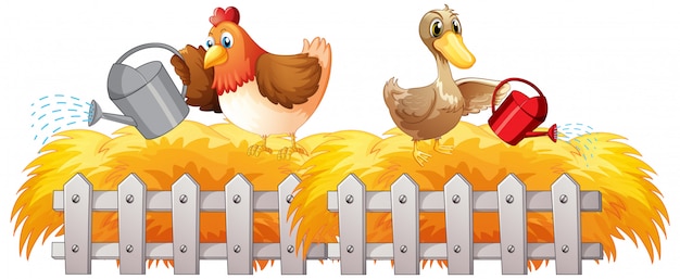 Бесплатное векторное изображение Ферма тема фон с сельскохозяйственными животными