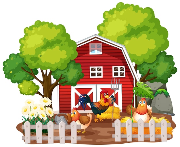 Бесплатное векторное изображение Фон темы фермы с сельскохозяйственными животными