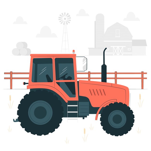 Иллюстрация концепции сельскохозяйственного трактора