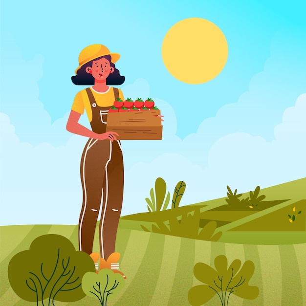 Free vector farmer character illustration