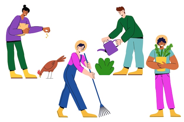 Free vector farmer collection with people