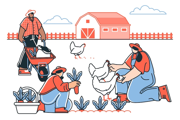 Free Vector farmer family concept illustration