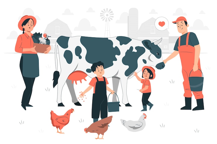 Free Vector farmer family illustration concept
