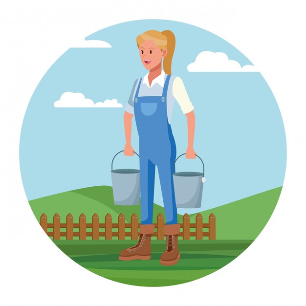 Farmer working in camp cartoon