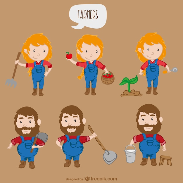 Free vector farmers cartoon characters