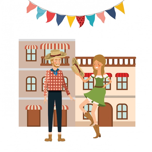 Free vector farmers couple dancing