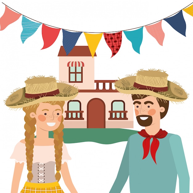 Free vector farmers couple talking