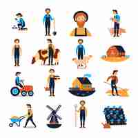 Free vector farmers flat icons collection