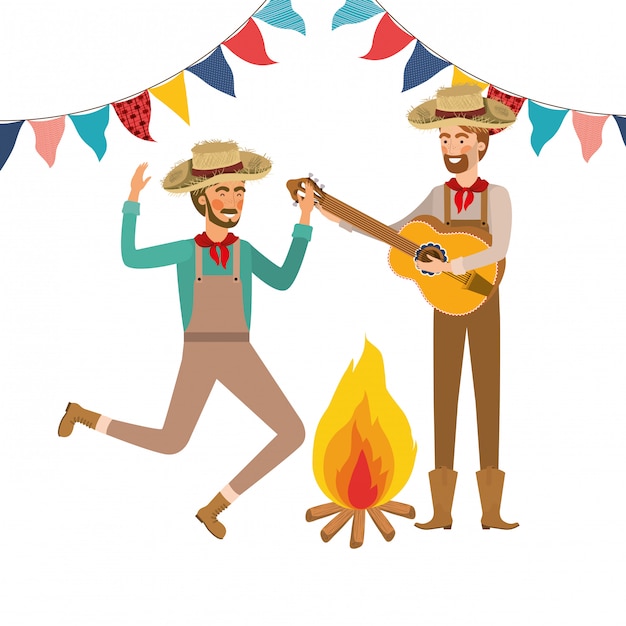 Free vector farmers men with musical instrument