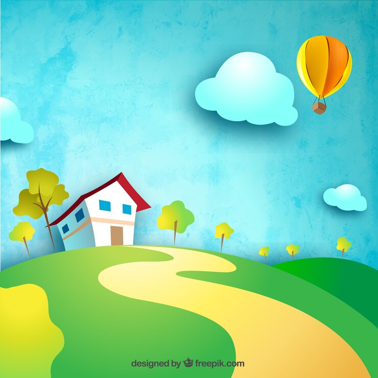Free Vector farmhouse in the hill