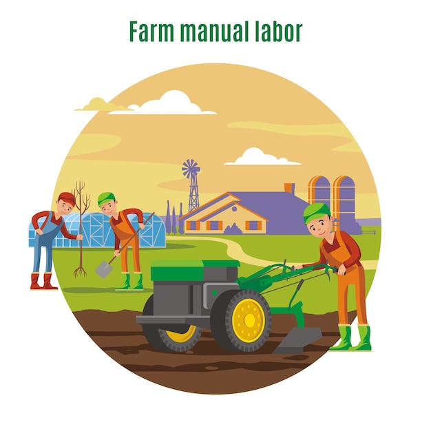 Vettore gratuito concetto di lavoro manuale agricolo e agricolo