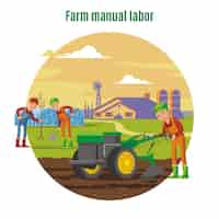 Бесплатное векторное изображение Концепция сельского хозяйства и ручного труда в сельском хозяйстве