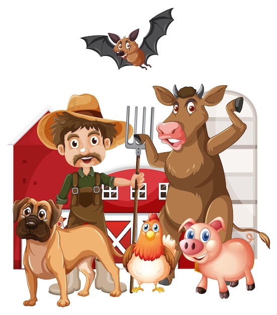 Farming theme with farmer and animals