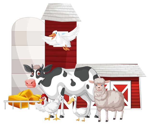 Free vector farming theme with many animals