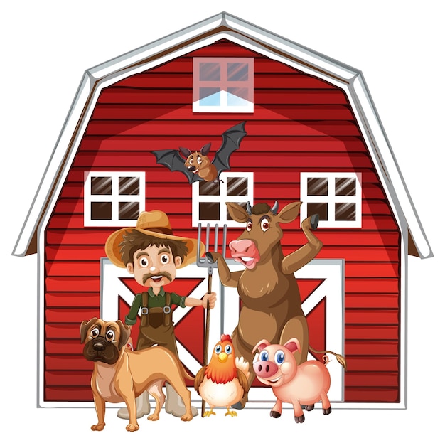 Free vector farming theme with many animals