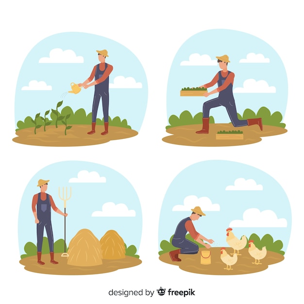 Free vector farmland activity character illustration