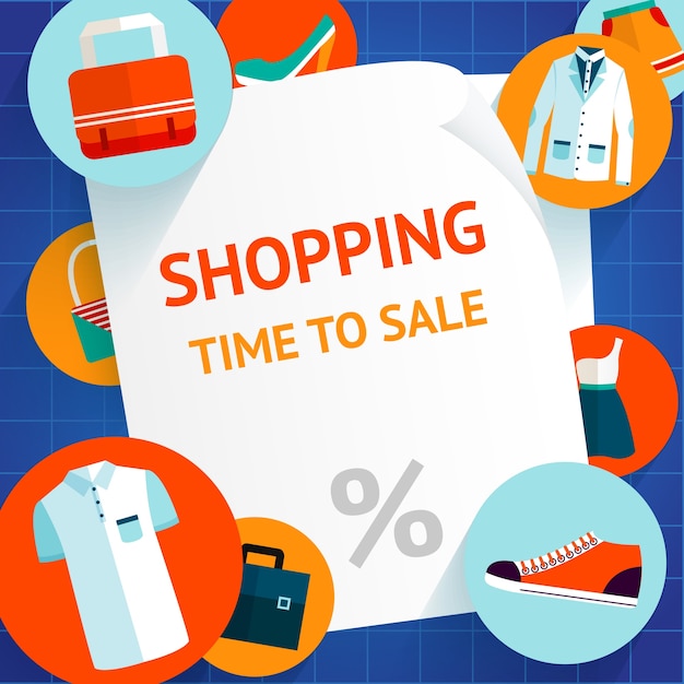 Бесплатное векторное изображение Мода одежда время на продажу торговый фон шаблон векторной иллюстрации