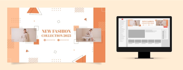 Vettore gratuito collezione di moda e stile youtube channel art