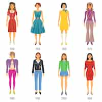 Free vector fashion evolution characters set