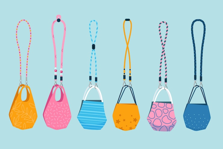 Free Vector fashion face mask lanyard collection
