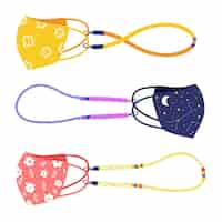 Free vector fashion face mask lanyard collection