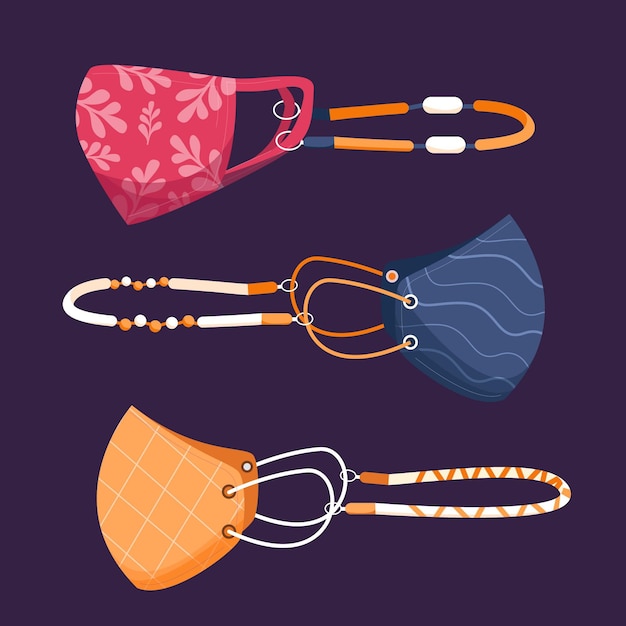 Бесплатное векторное изображение Набор шнурков для маски для лица