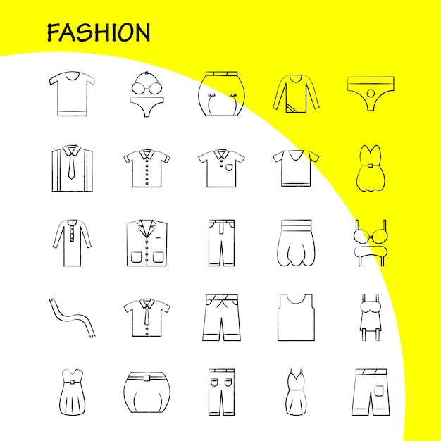 Free vector fashion hand drawn icons set for infographics