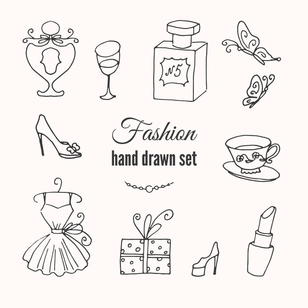 Fashion hand drawn set