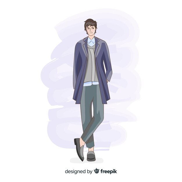 男性モデルのファッションイラスト 無料のベクター