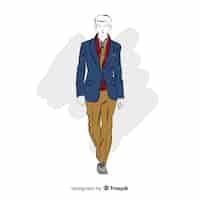 Vettore gratuito illustrazione di moda con modello maschile