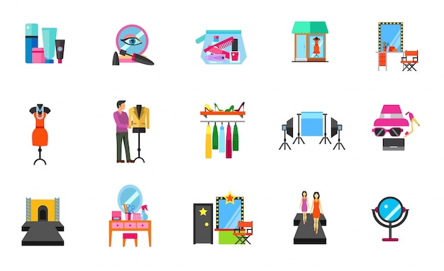 Free vector fashion industry icon set