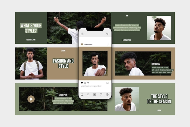無料ベクター ファッションinstagramカルーセルテンプレート