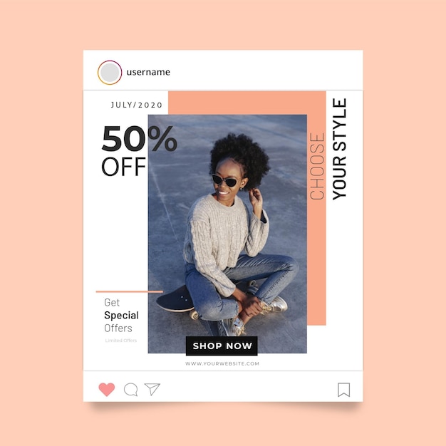 Vettore gratuito concetto di storia di moda instagram