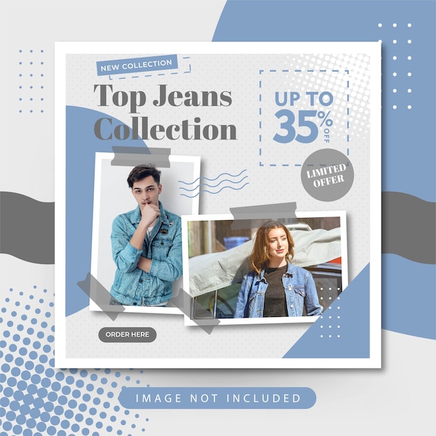 Free vector fashion jeans sale social media instagram post