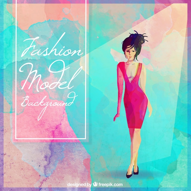 Free vector fashion model hand painted watercolor background